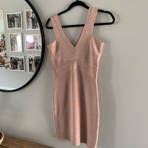 Bebe Rose Gold Blush Bodycon Dress
